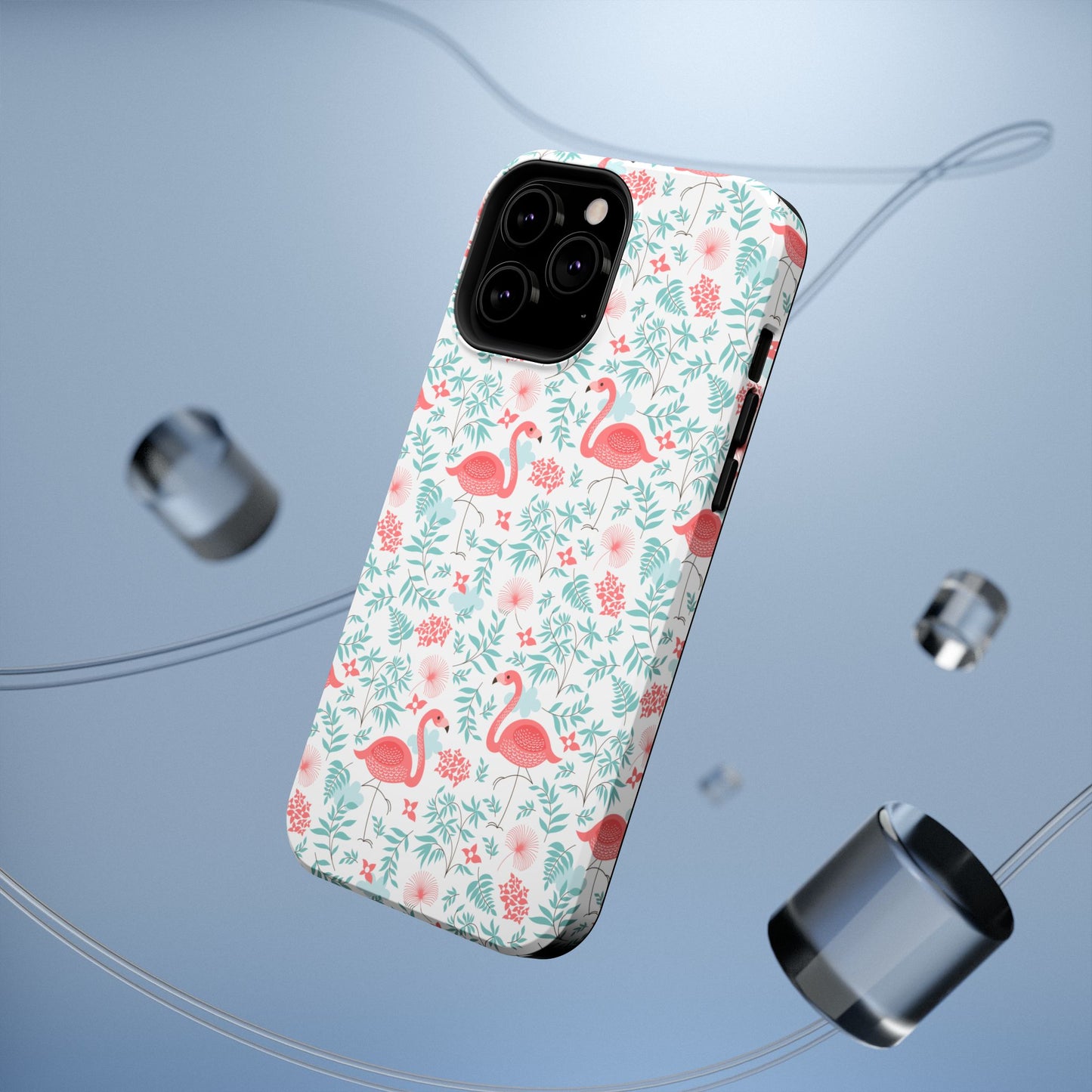 Flamingo Floral Impact Phone Case — Shockproof Protective Cover with Pink Flamingo & Botanical Pattern